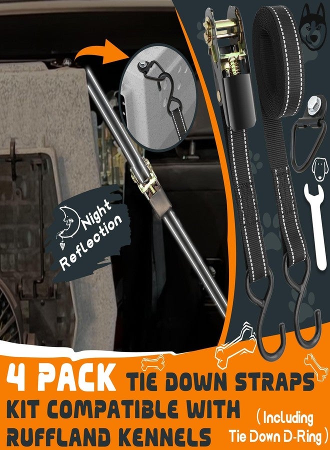 Terixe 4 Pack Tie Down Kit for Ruffland Kennel - Tie Down D-Ring Kit - 1000 Lbs, with Wrench, Tie Down Straps Kit Compatible with RuffLand Kennels - 1800 LB Break Strength, Night Reflection, 10 Ft - Image 2